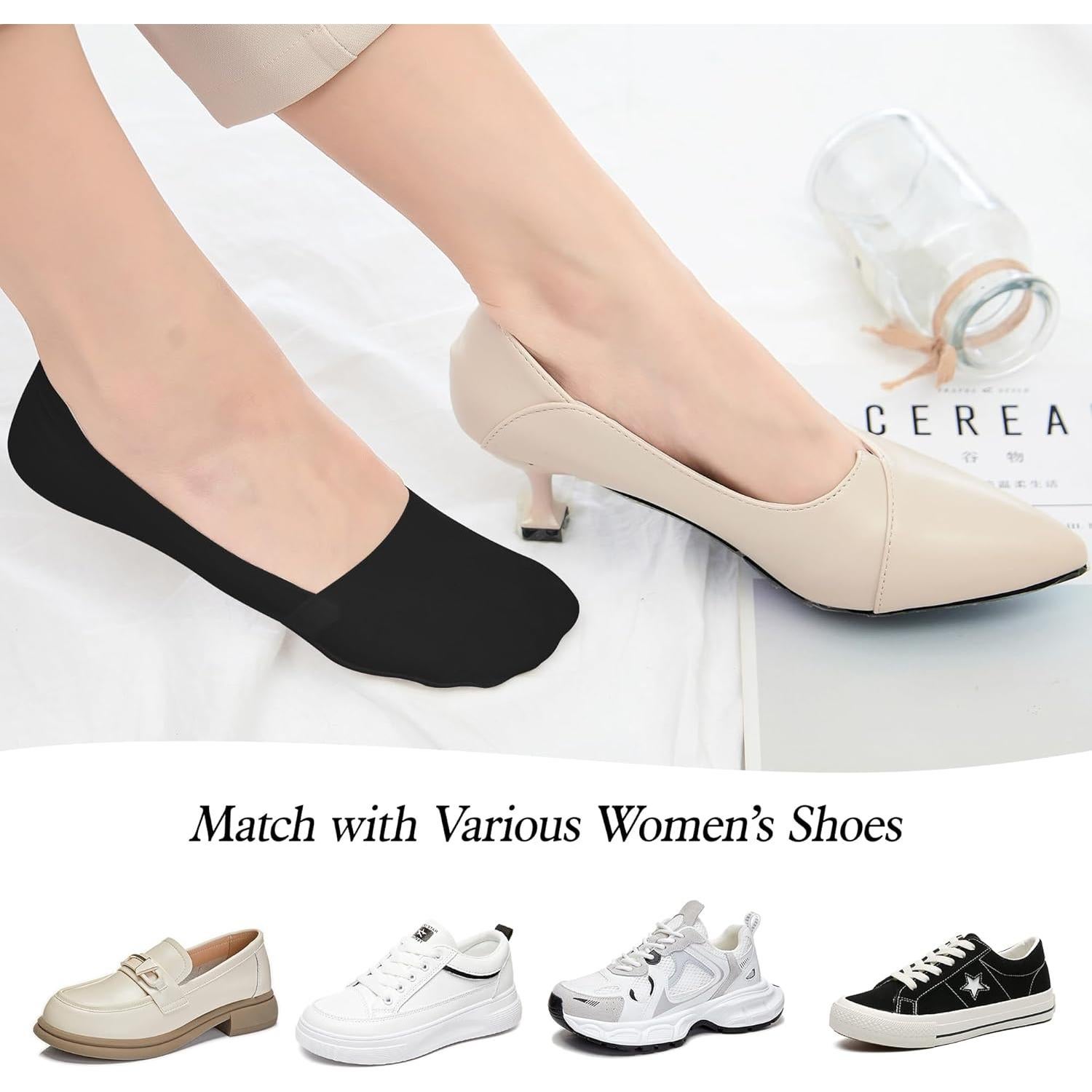 9 Pares de Calcetines Invisibles Antideslizantes TENNOLA para Mujeres