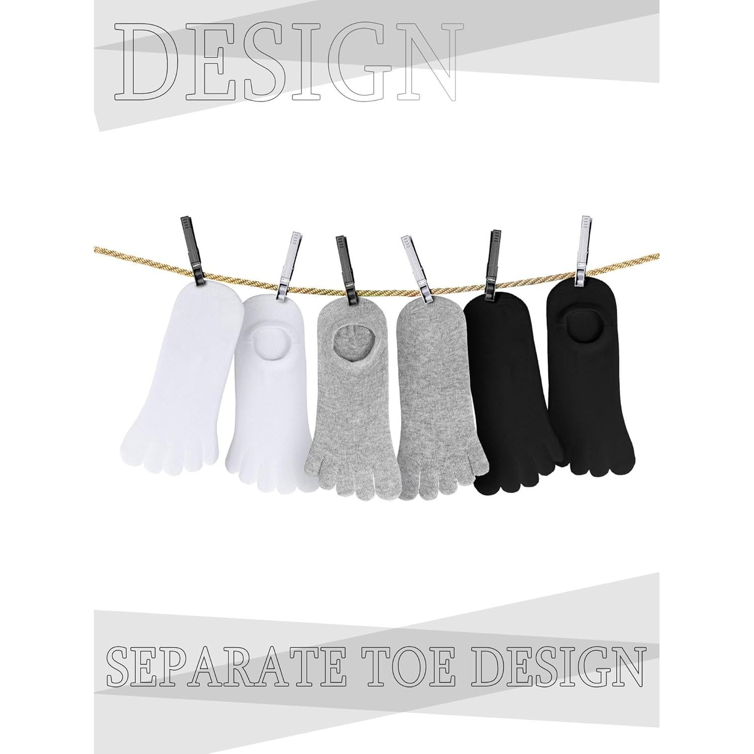 Calcetines de Dedo Bencailor 6 Pares Algodón Tobilleros Mujeres