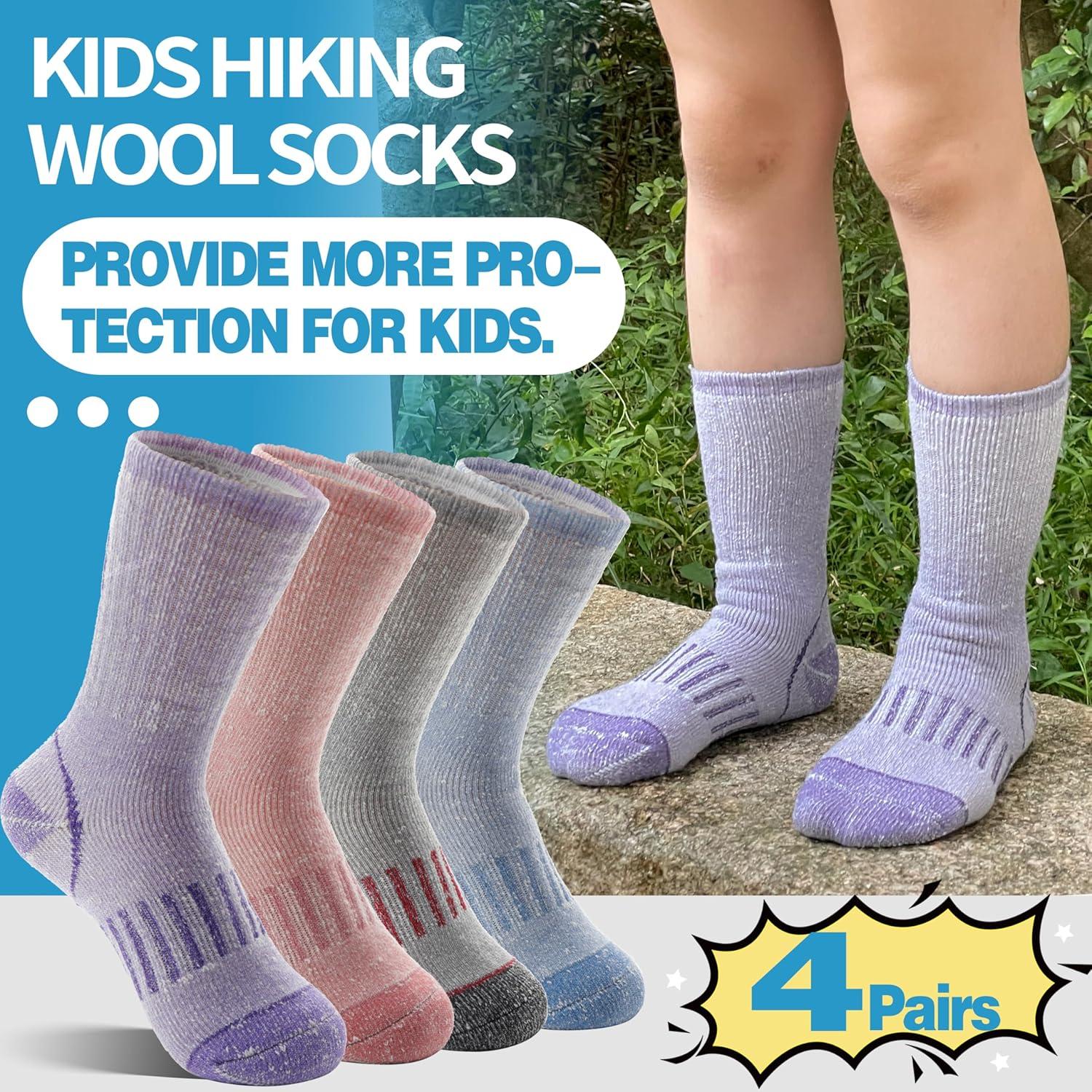 Calcetines térmicos de lana merino Anlisim para niños, 4 pares