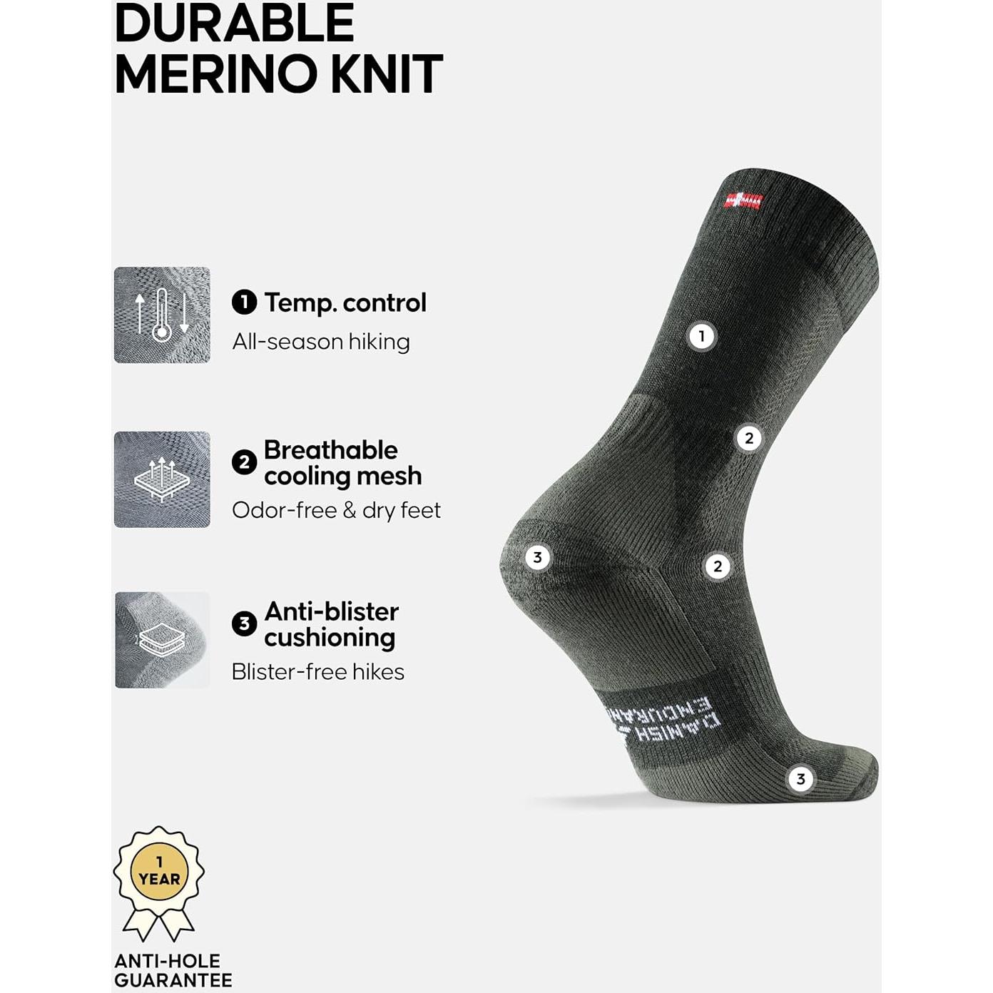 Calcetines de Trekking de Lana Merino Danish Endurance - 3 PARES