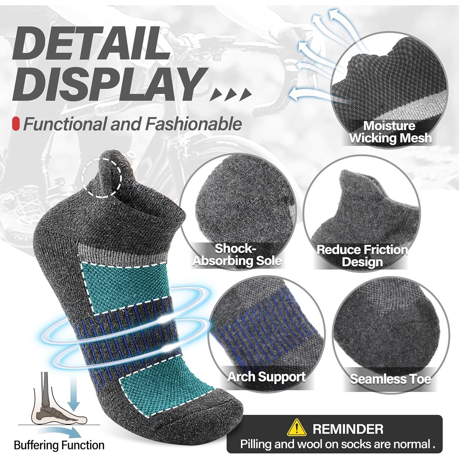 6 Pares Calcetines de Merino Anlisim para Correr y Senderismo