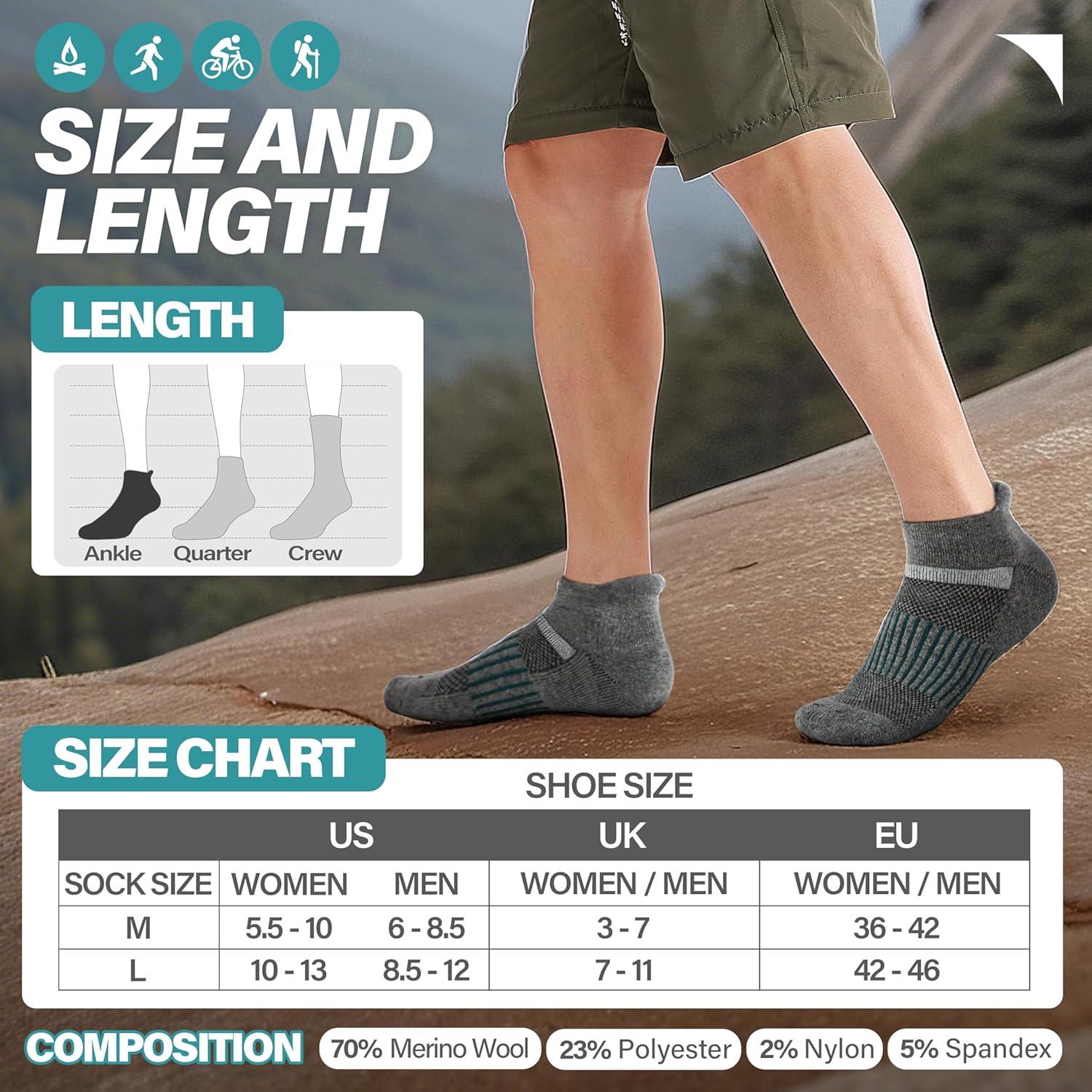 6 Pares Calcetines de Merino Anlisim para Correr y Senderismo