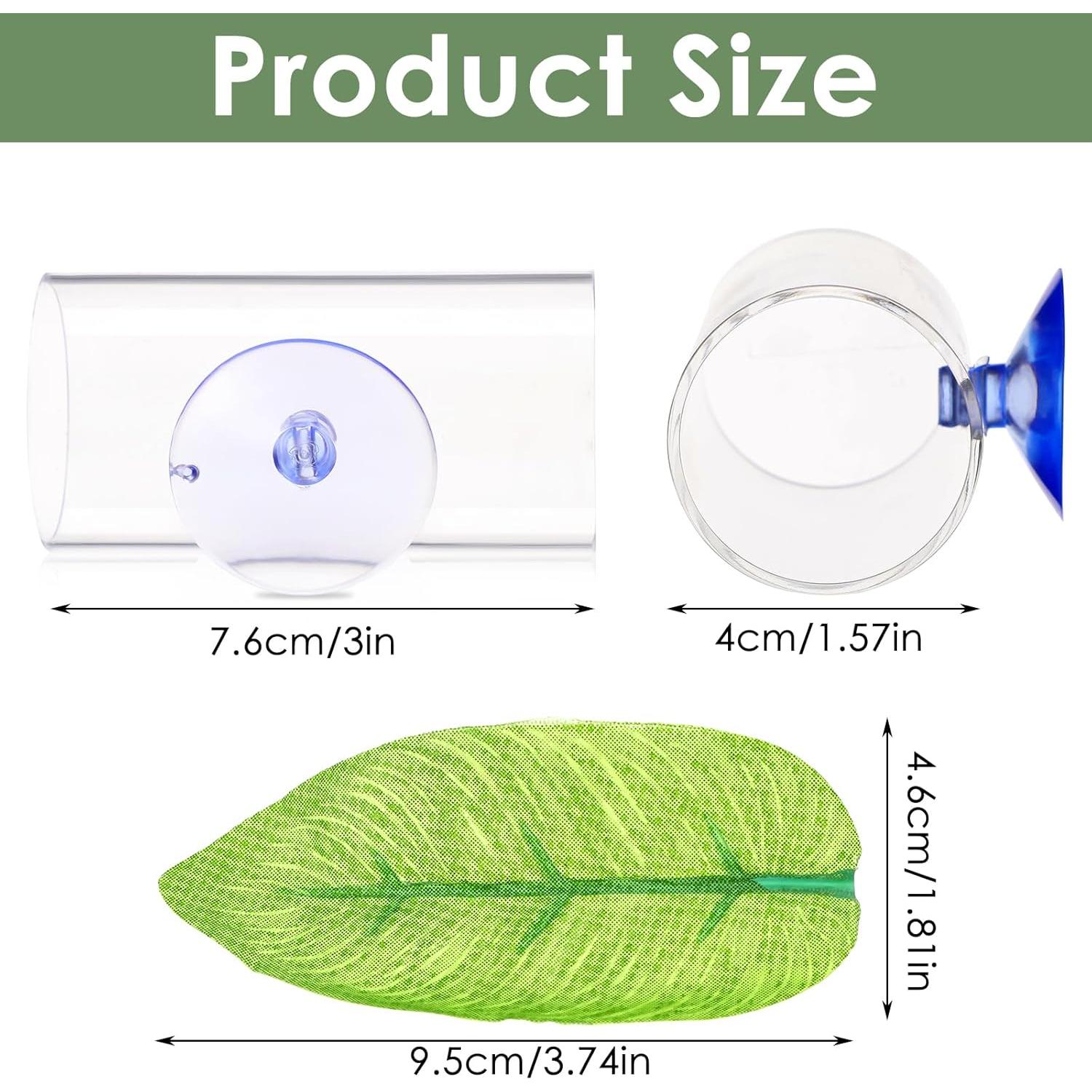 Túnel Acrílico para Peces Betta con Hojas Verdes - 8x5x4cm