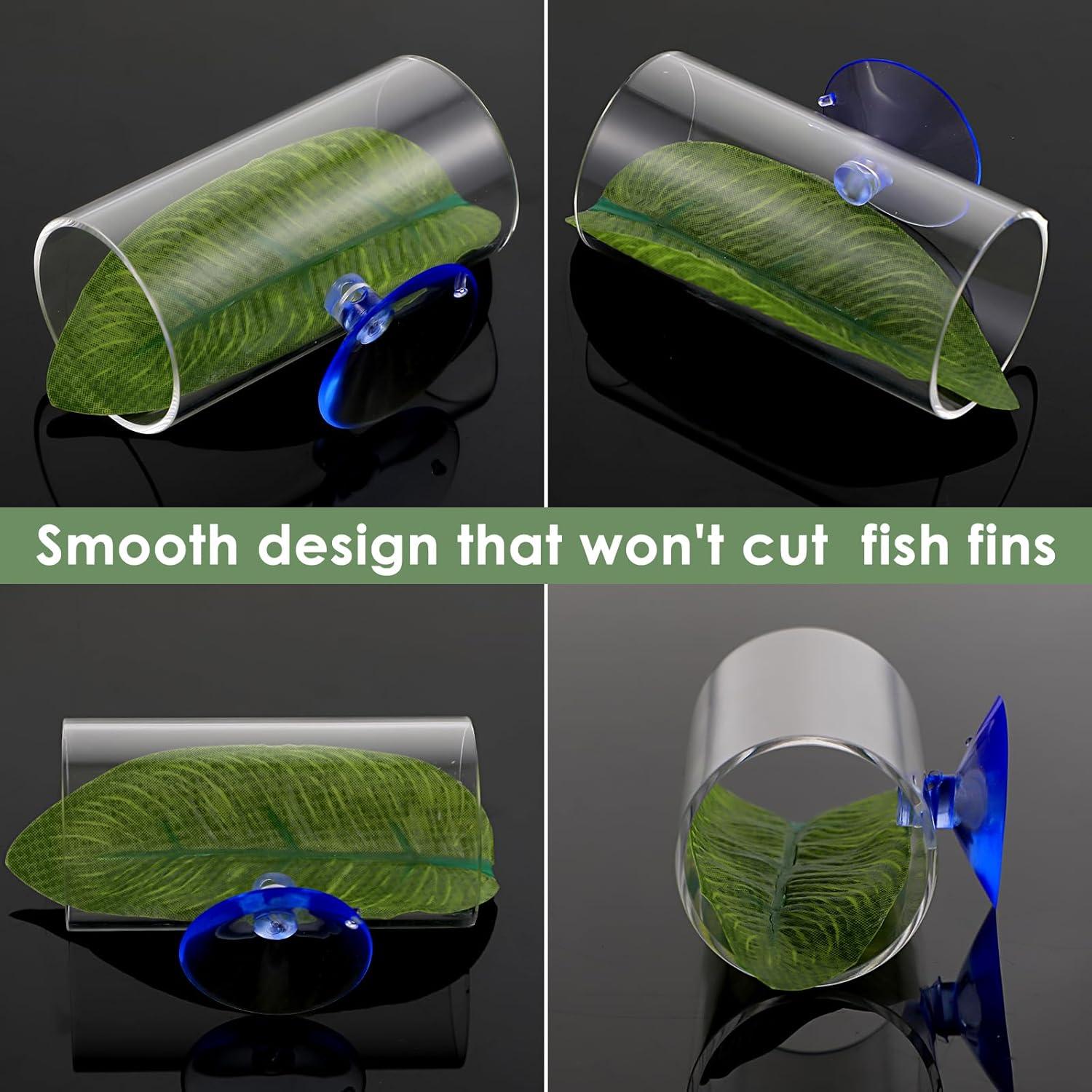 Túnel Acrílico para Peces Betta con Hojas Verdes - 8x5x4cm