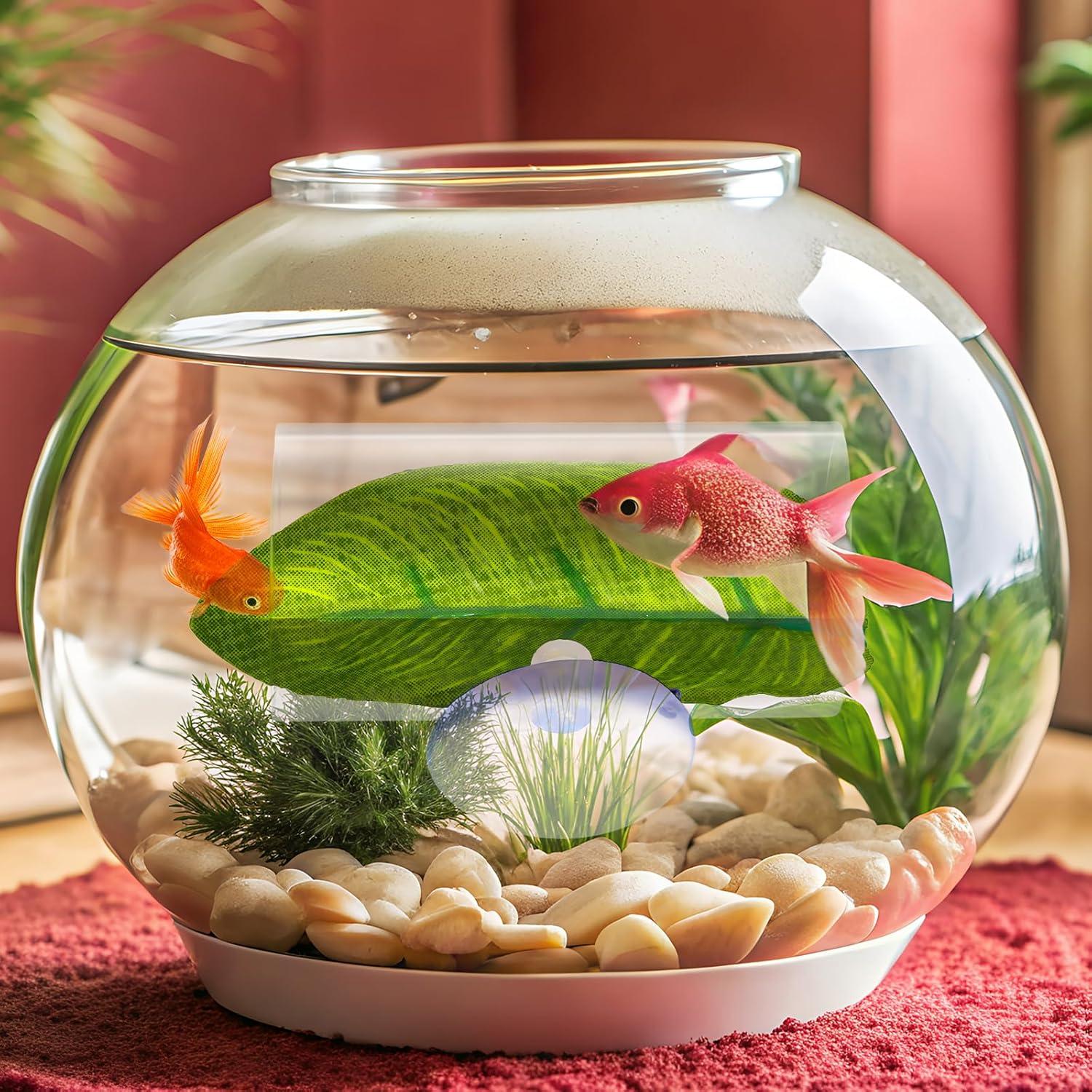 Túnel Acrílico para Peces Betta con Hojas Verdes - 8x5x4cm