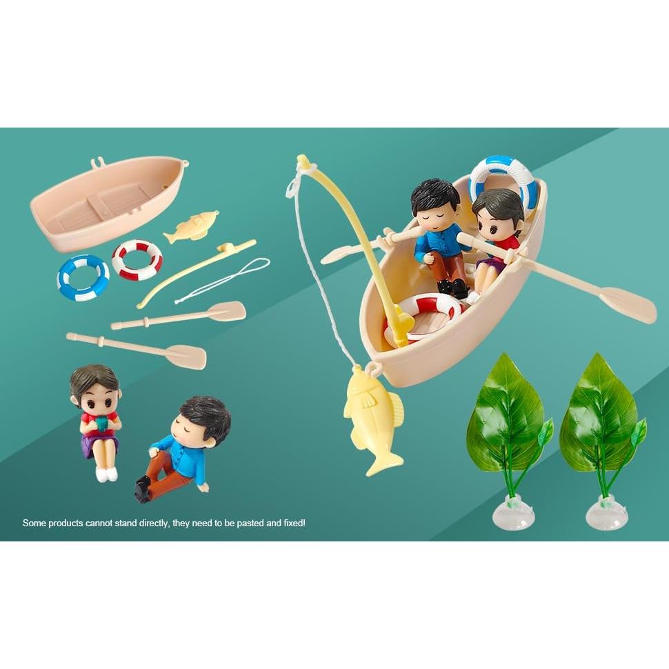 Decoración de Acuario Cyrading Barco Flotante 15x10 cm