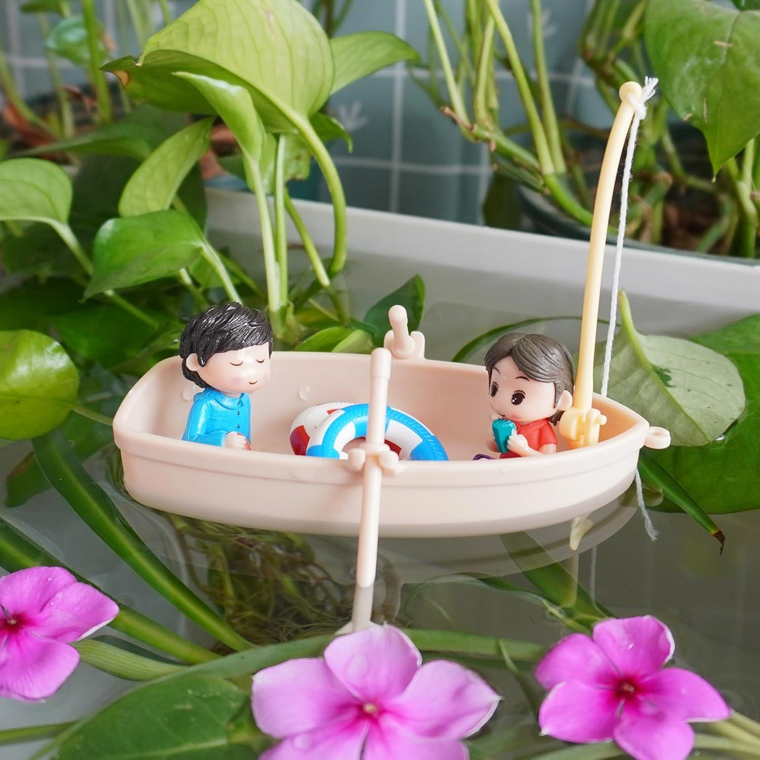 Decoración de Acuario Cyrading Barco Flotante 15x10 cm