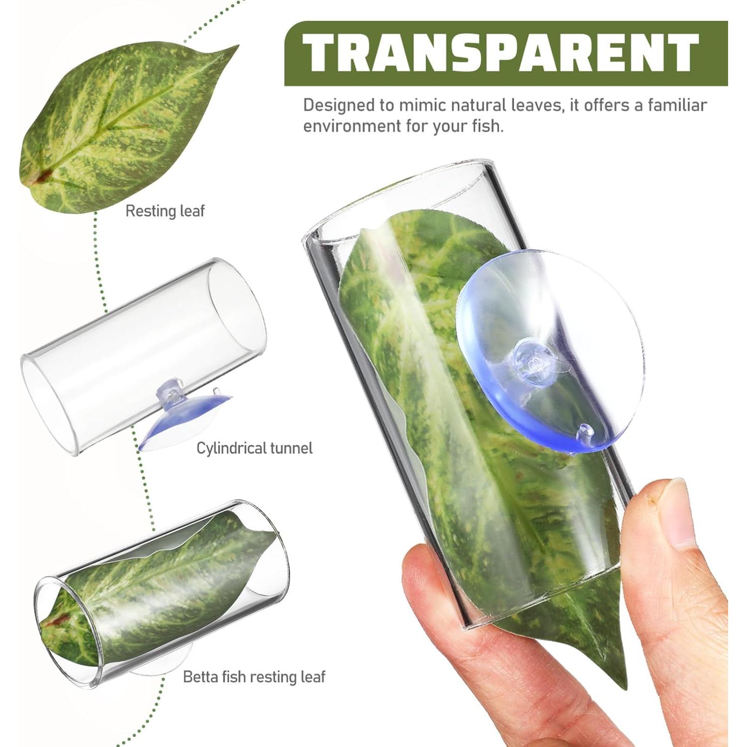 Escondite para Peces Betta Kisangel con Hoja y Ventosa 8x4cm