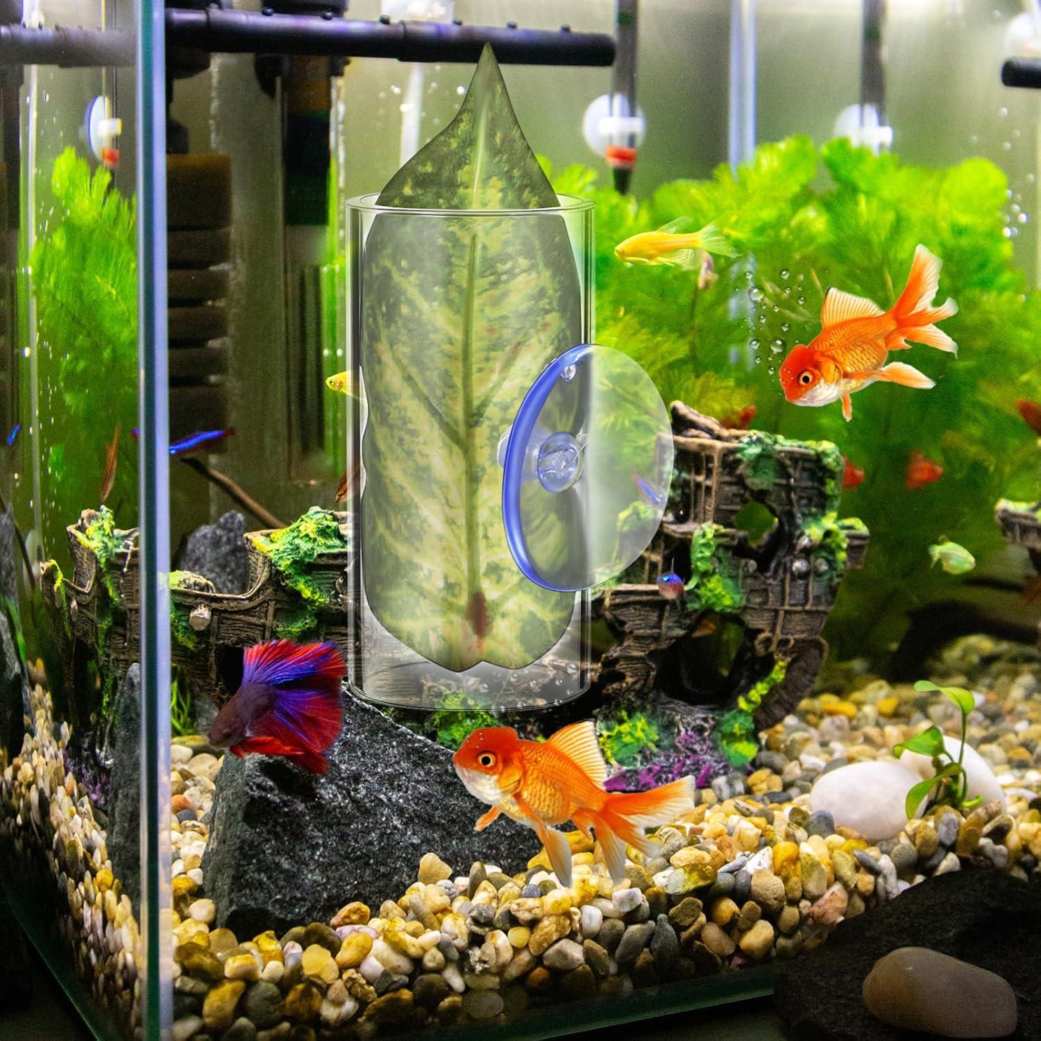 Escondite para Peces Betta Kisangel con Hoja y Ventosa 8x4cm