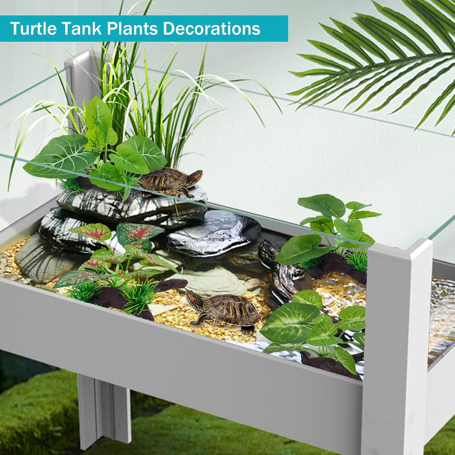 Plantas de Acuario de Seda SIYIPURR - 4 Piezas Verde 10cm