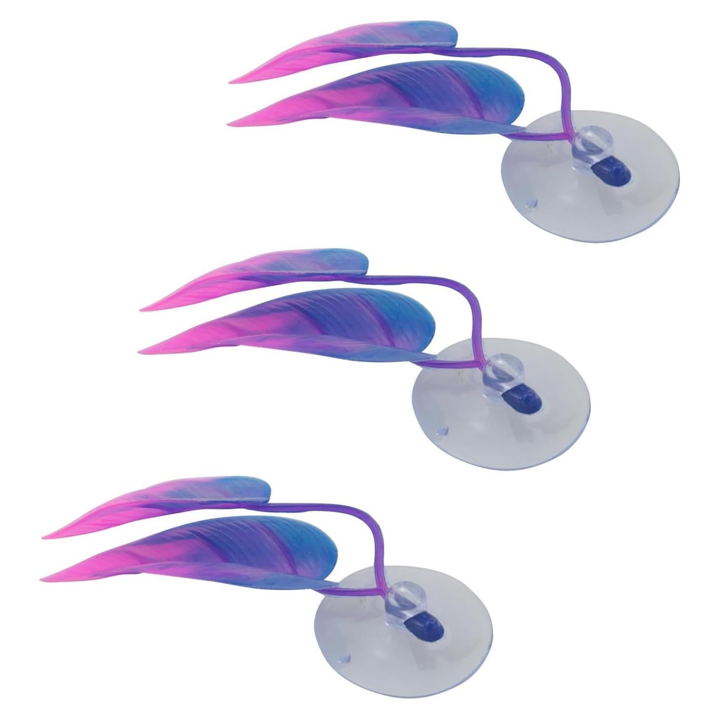 Hojas Artificiales para Acuario ZCZQC - 3 Piezas Rosa Púrpura