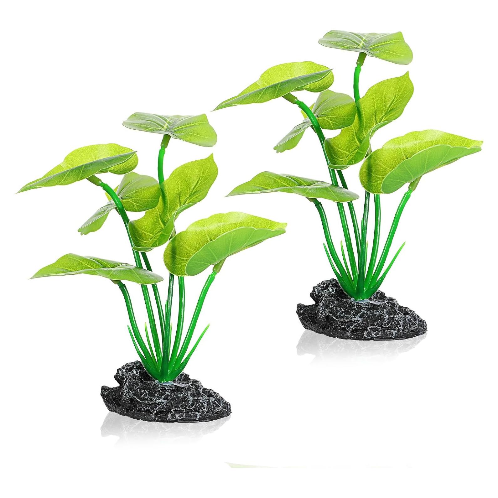 2 Plantas Artificiales para Acuario Qulkws 15 cm Verde