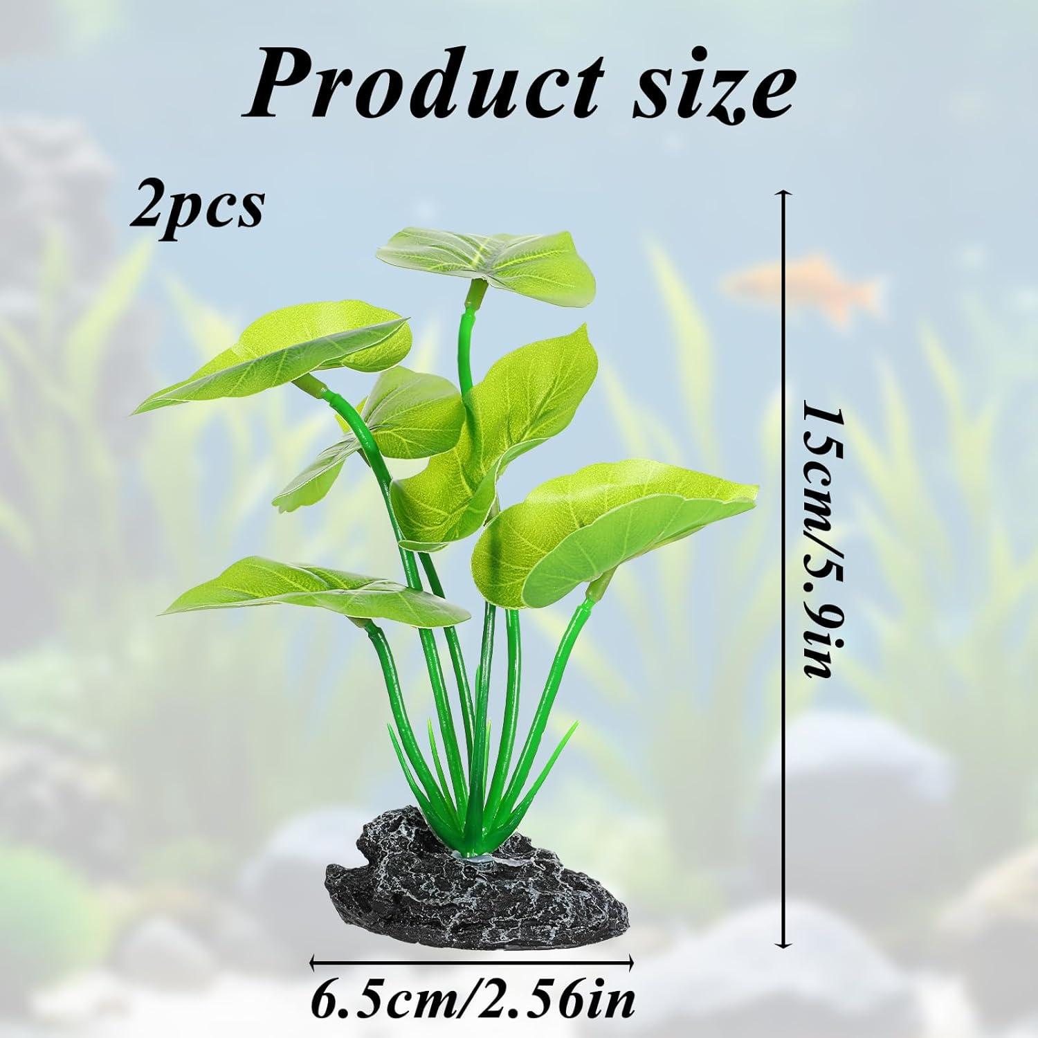2 Plantas Artificiales para Acuario Qulkws 15 cm Verde