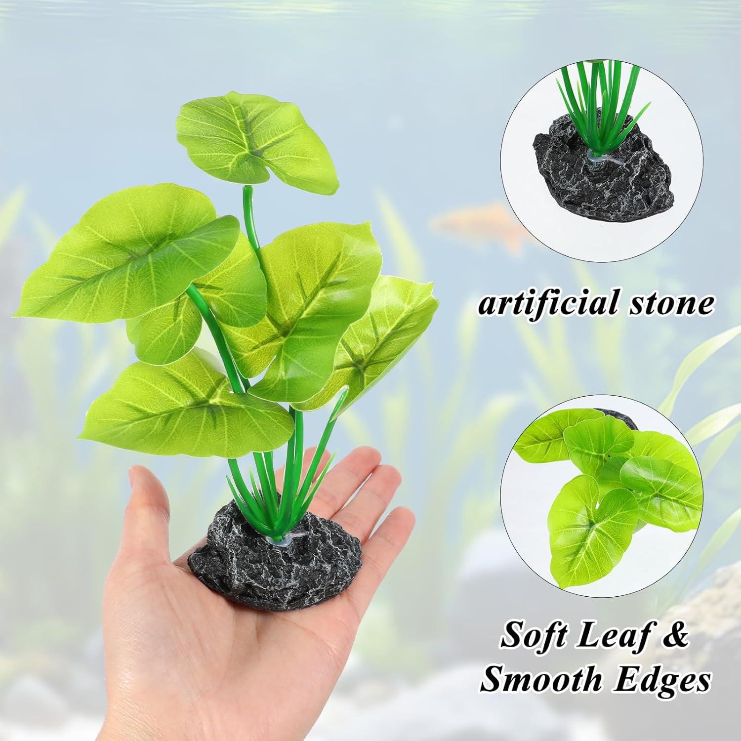 2 Plantas Artificiales para Acuario Qulkws 15 cm Verde