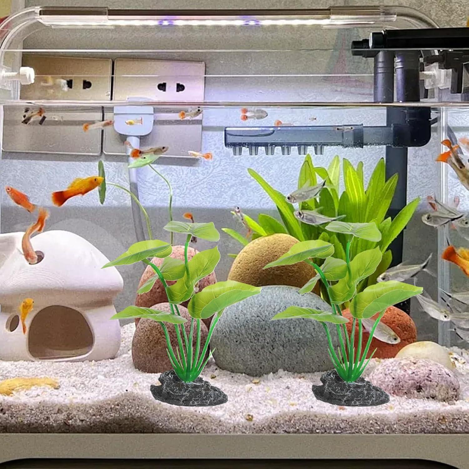 2 Plantas Artificiales para Acuario Qulkws 15 cm Verde