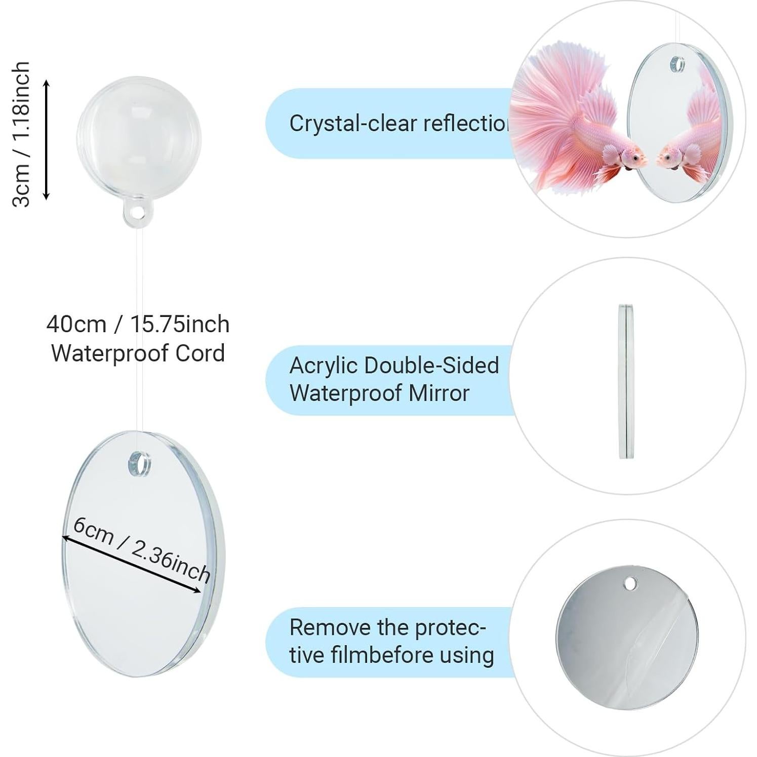 Kit de Enriquecimiento para Peces Betta NORXUAZE - Espejo, Anillos y Hoja