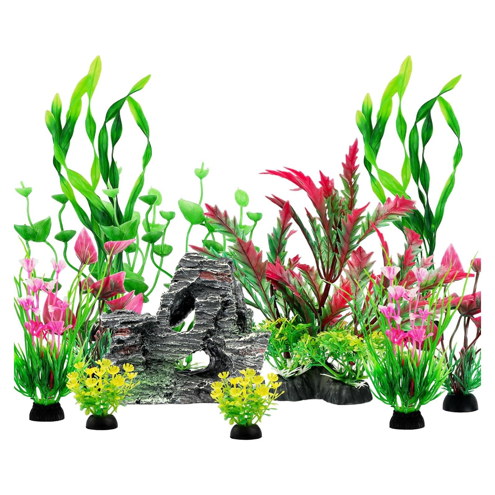 Accesorios para Acuarios QUOZUO 12 Plantas Artificiales Coloridas