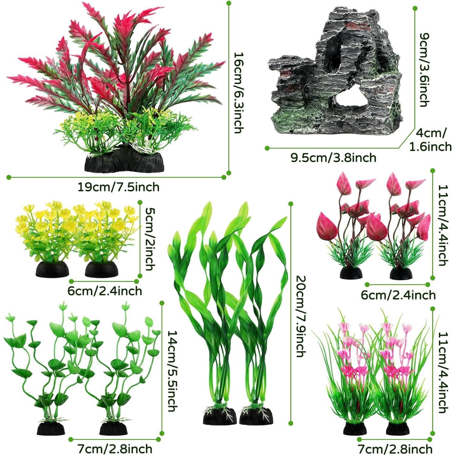 Accesorios para Acuarios QUOZUO 12 Plantas Artificiales Coloridas