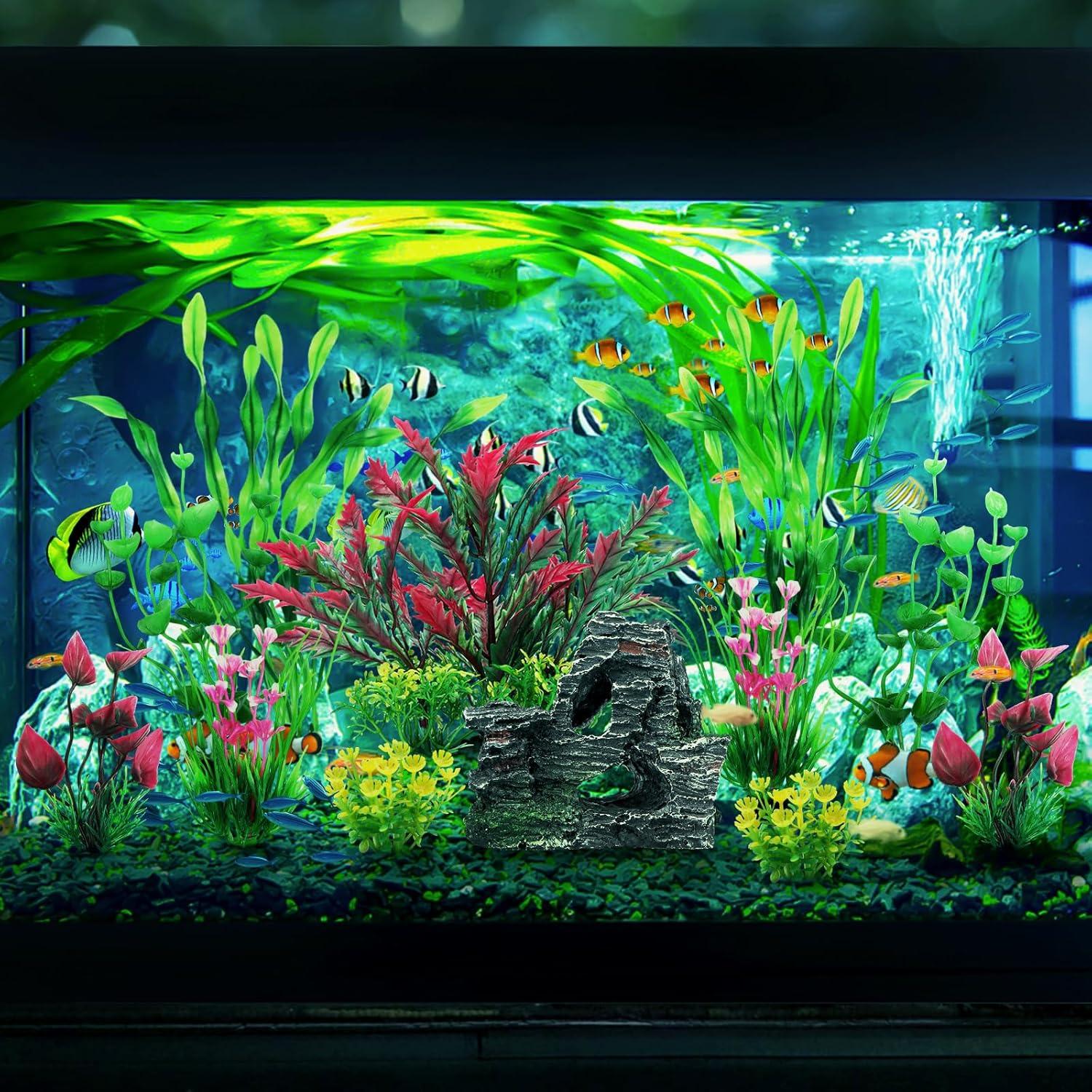 Accesorios para Acuarios QUOZUO 12 Plantas Artificiales Coloridas