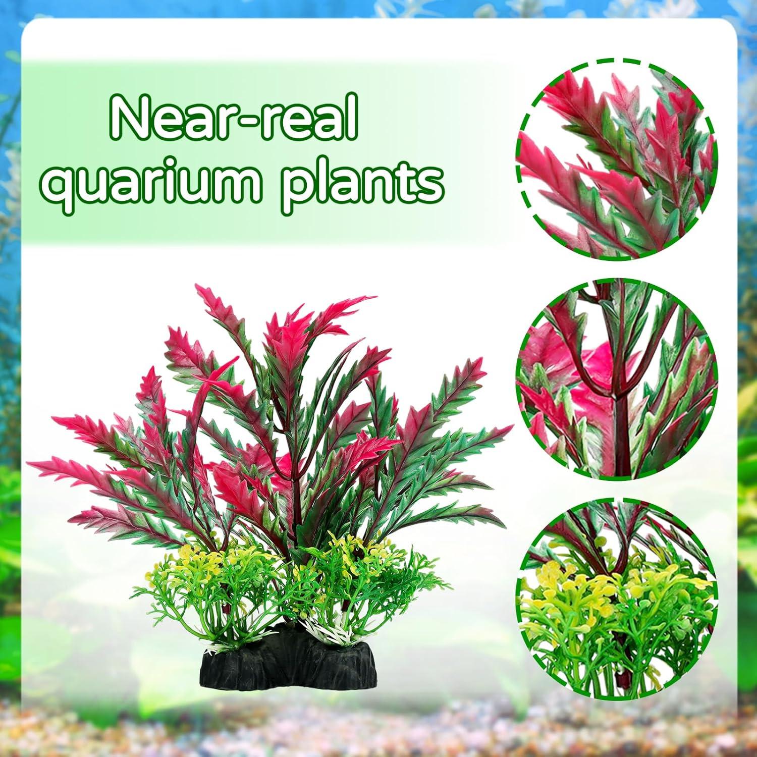 Accesorios para Acuarios QUOZUO 12 Plantas Artificiales Coloridas