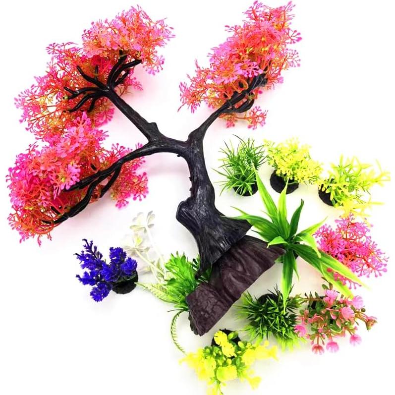 Plantas Artificiales para Acuario Zeromall - 10 Pcs Decoración