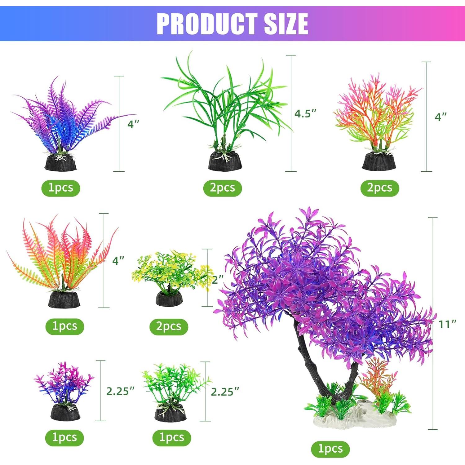 AQUANEAT Plantas Artificiales para Acuarios 11pcs Morado