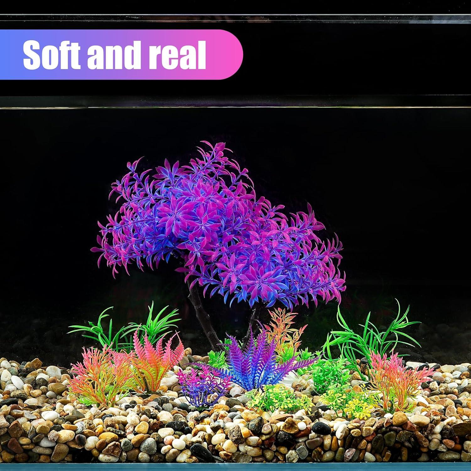 AQUANEAT Plantas Artificiales para Acuarios 11pcs Morado