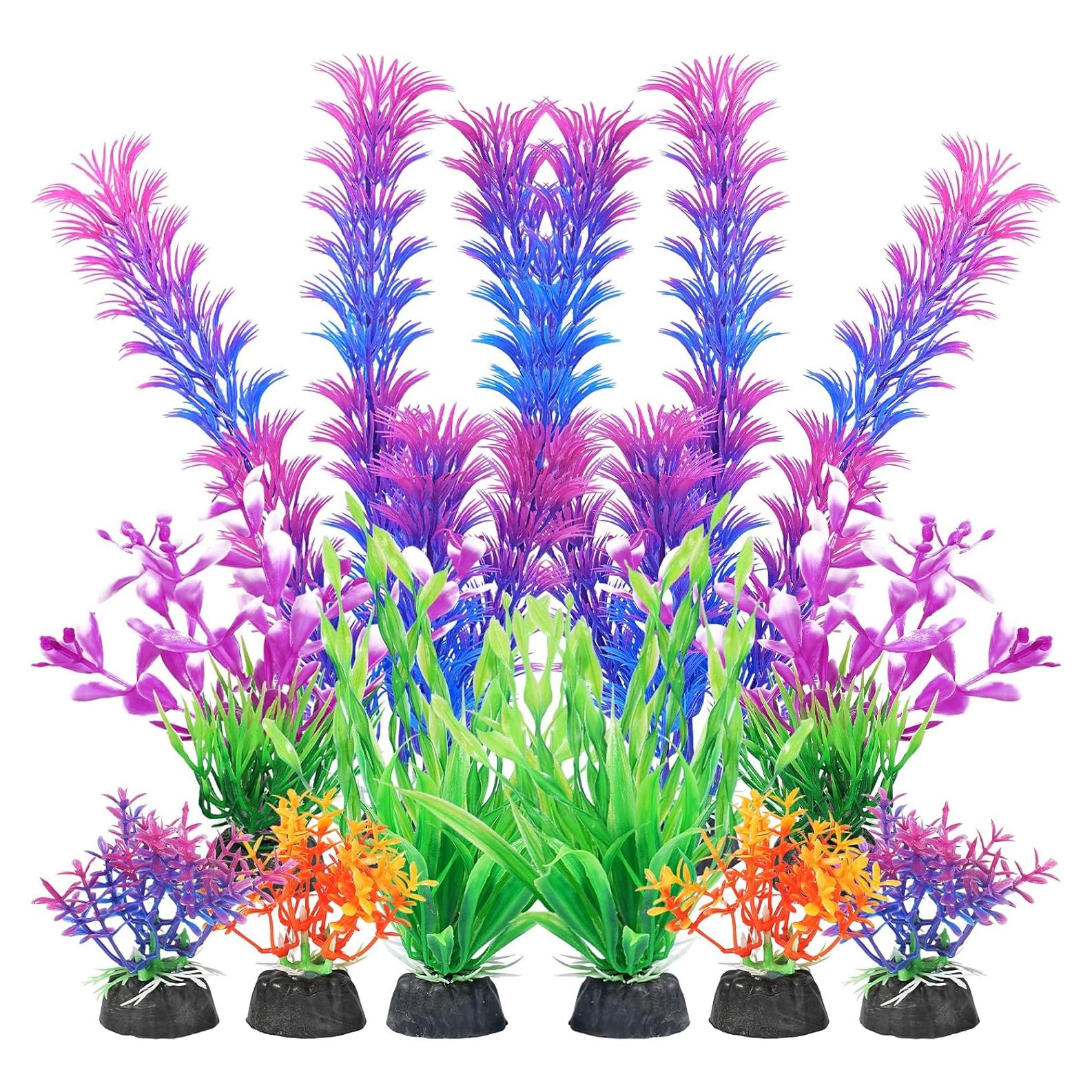 Plantas Artificiales para Acuarios AQUANEAT - 10 Piezas Moradas