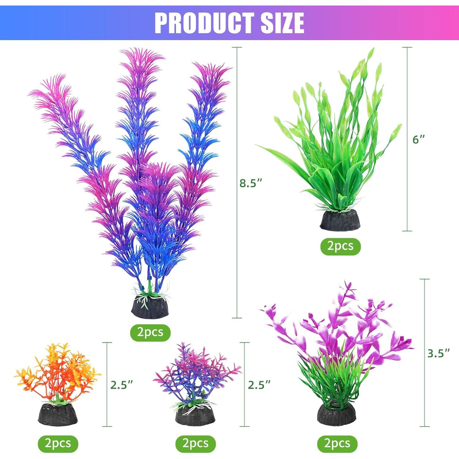 Plantas Artificiales para Acuarios AQUANEAT - 10 Piezas Moradas