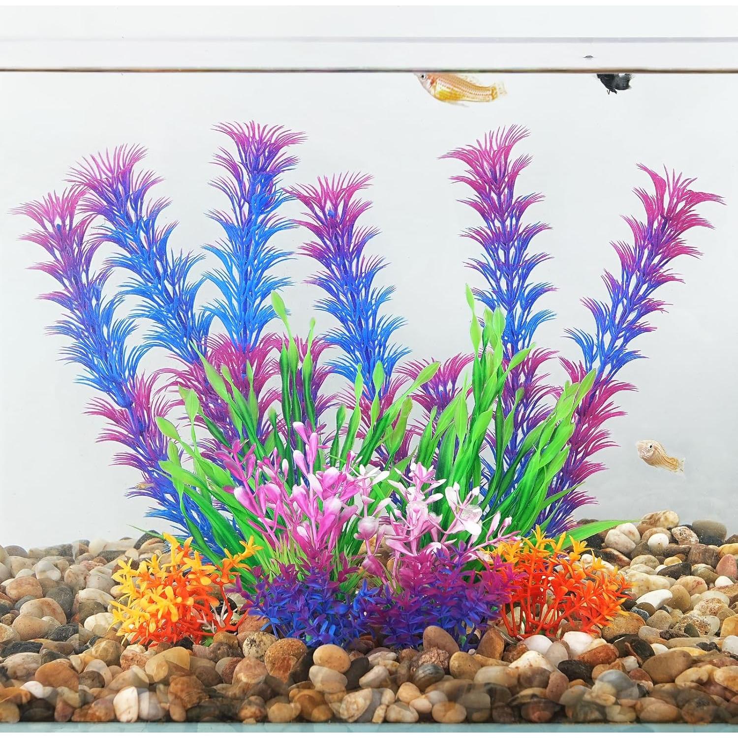 Plantas Artificiales para Acuarios AQUANEAT - 10 Piezas Moradas