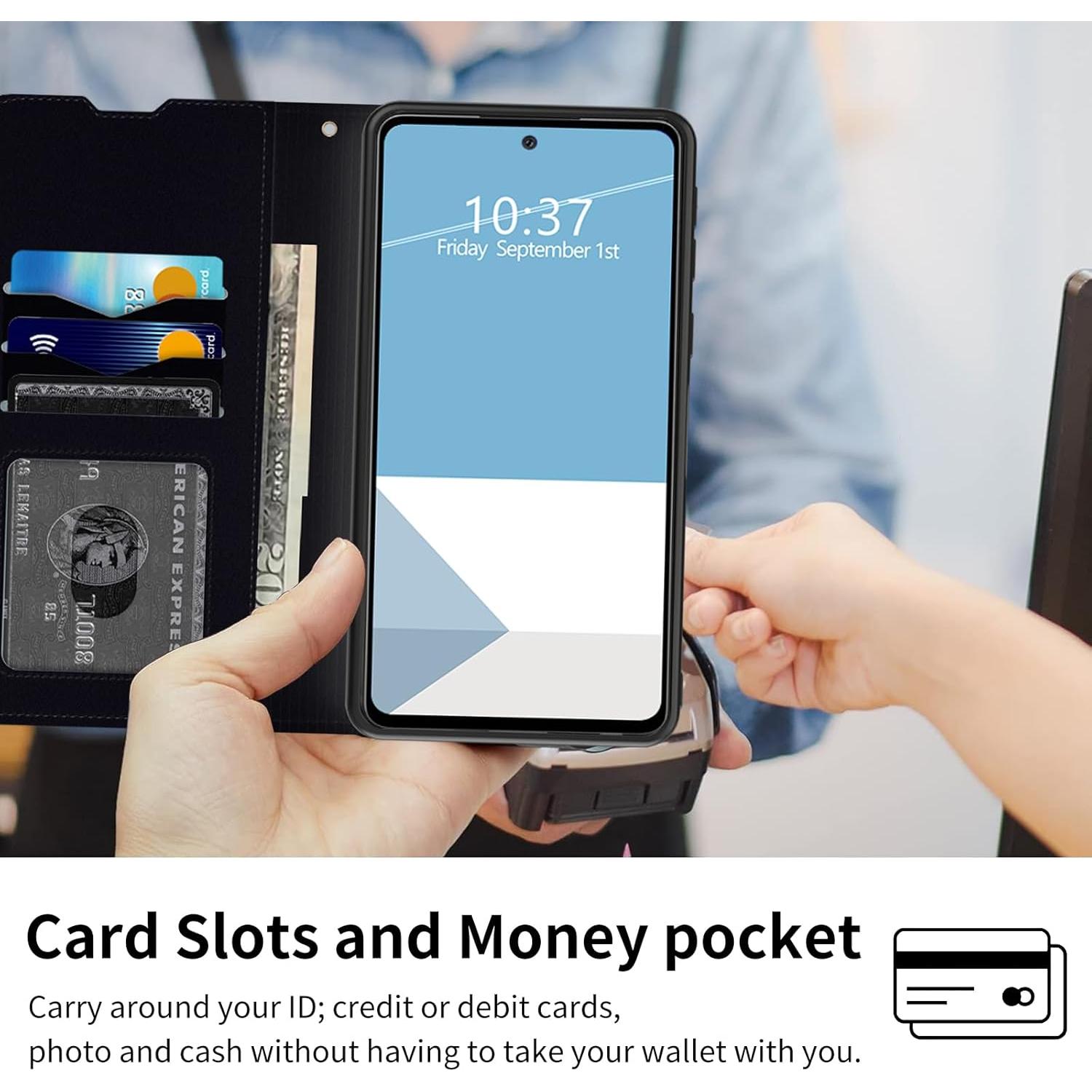 Funda de Cartera WZCJDHMJ para Cricket Outlast 5G 2024 - Mariposa Azul