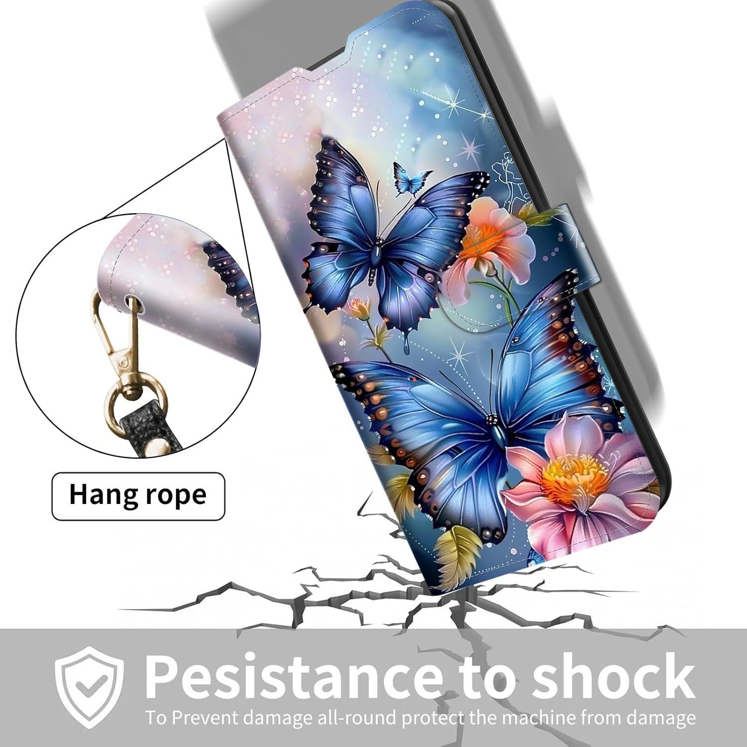 Funda de Cartera WZCJDHMJ para Cricket Outlast 5G 2024 - Mariposa Azul