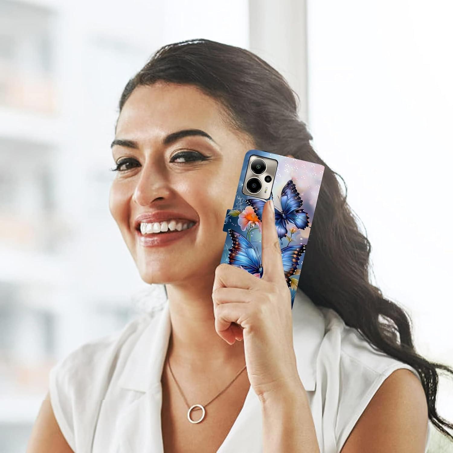 Funda de Cartera WZCJDHMJ para Cricket Outlast 5G 2024 - Mariposa Azul