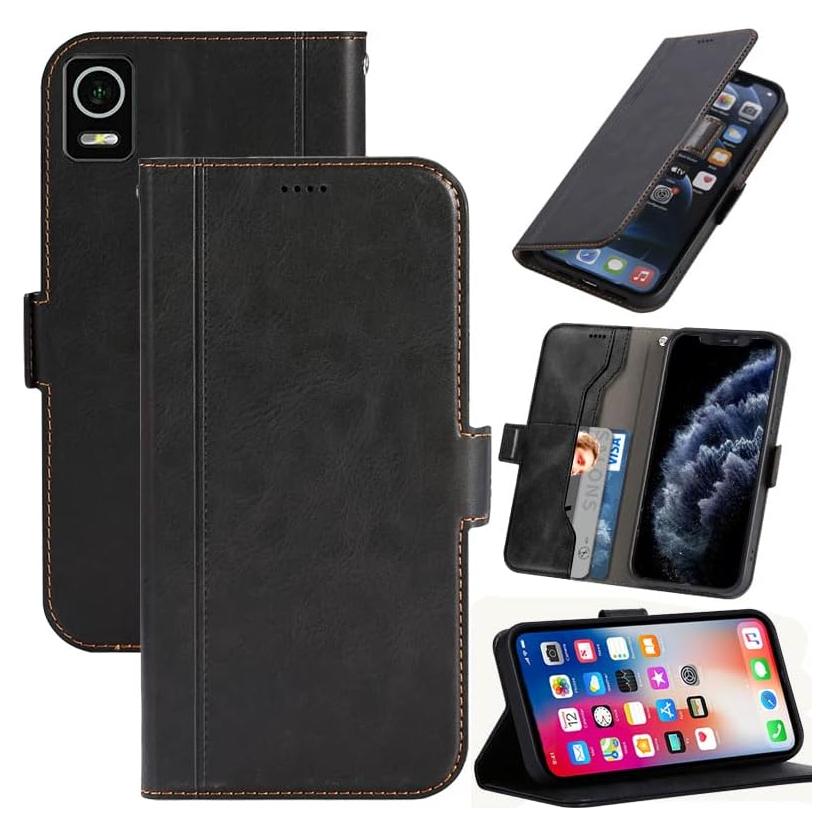 Funda inteligente Ranyi para Cricket Debut - Negro, billetera y soporte