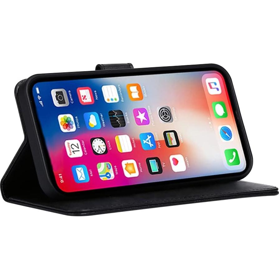 Funda inteligente Ranyi para Cricket Debut - Negro, billetera y soporte