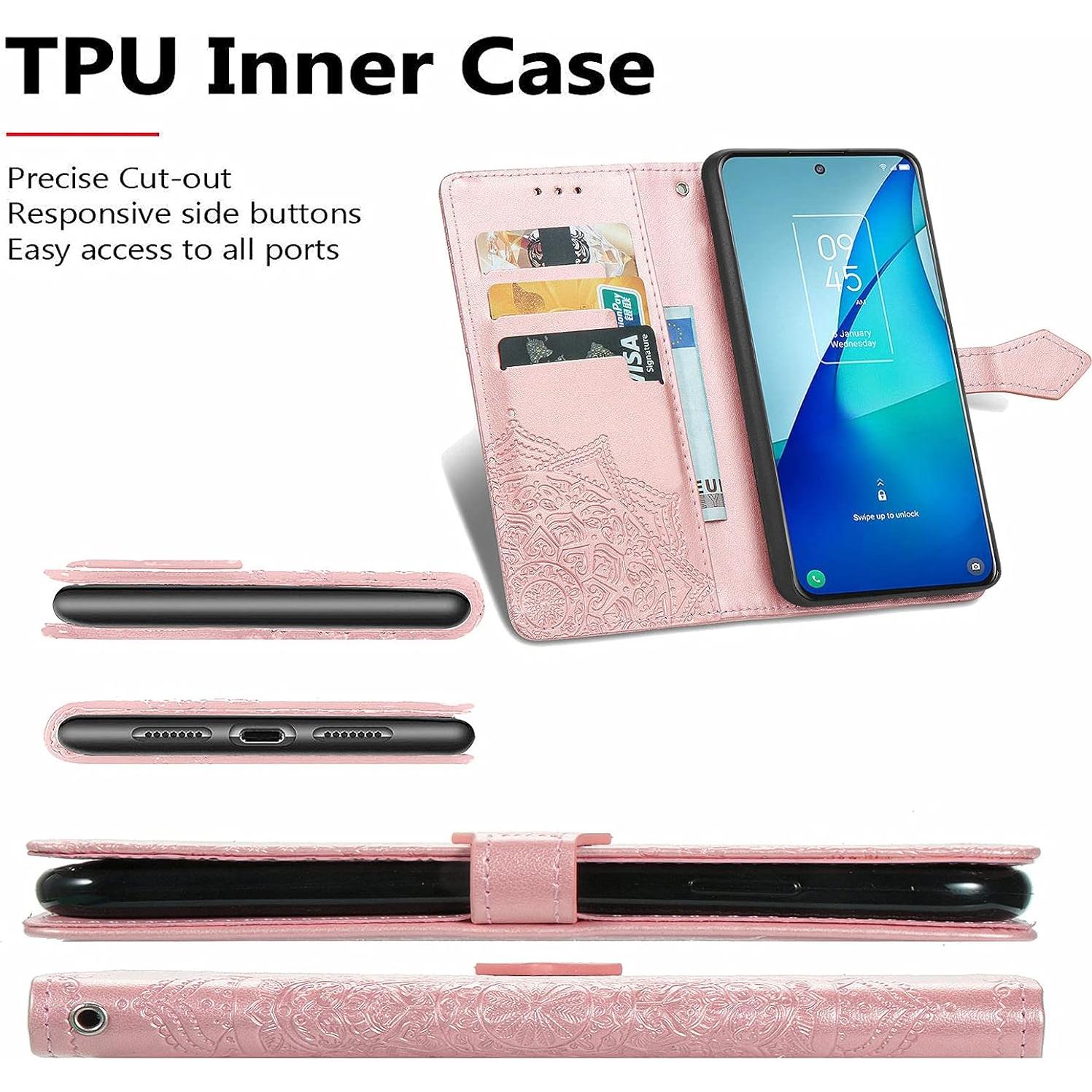 Funda Cartera de Cuero PU Tuxiwei para AT&T Motivate 4 Rosa
