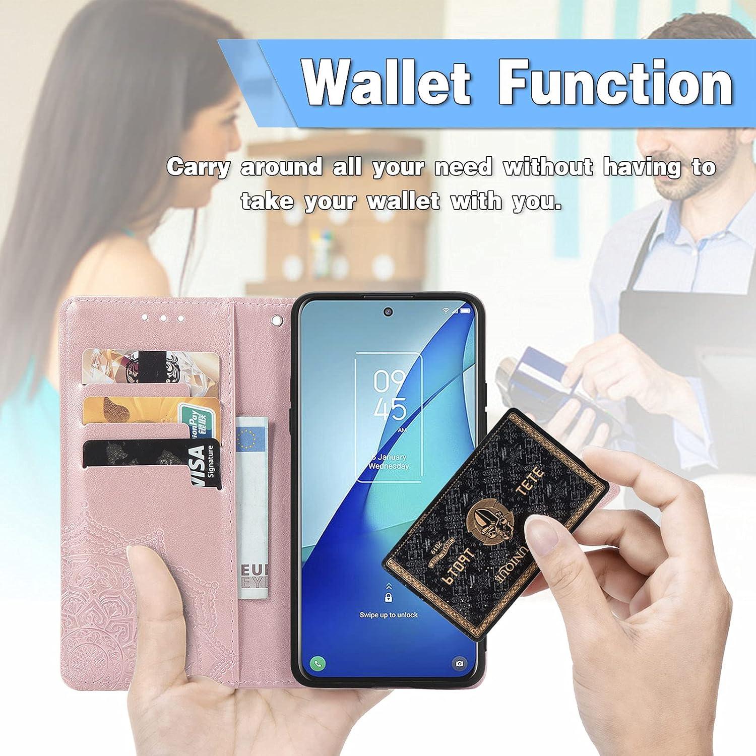 Funda Cartera de Cuero PU Tuxiwei para AT&T Motivate 4 Rosa