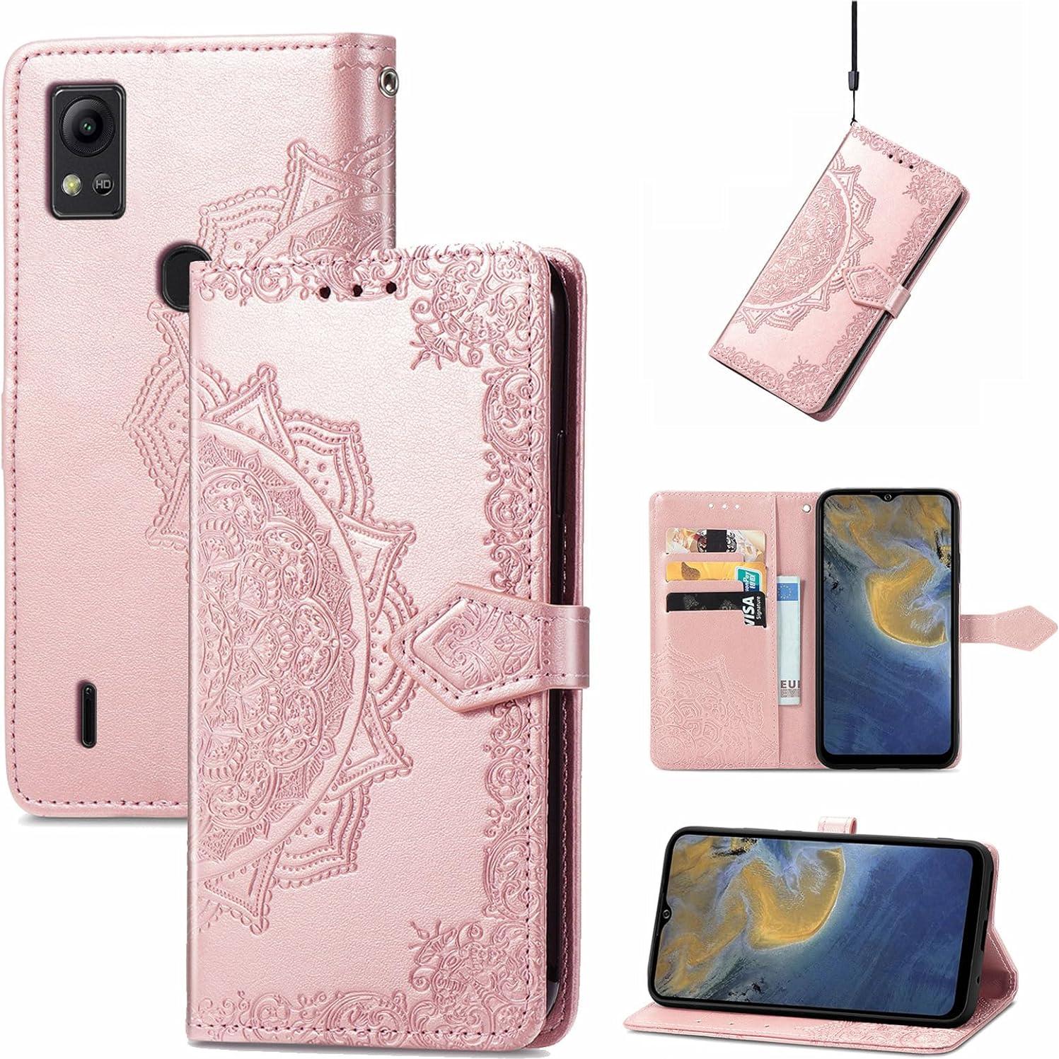 Funda Cartera de Cuero PU Tuxiwei para AT&T Motivate 4 Rosa