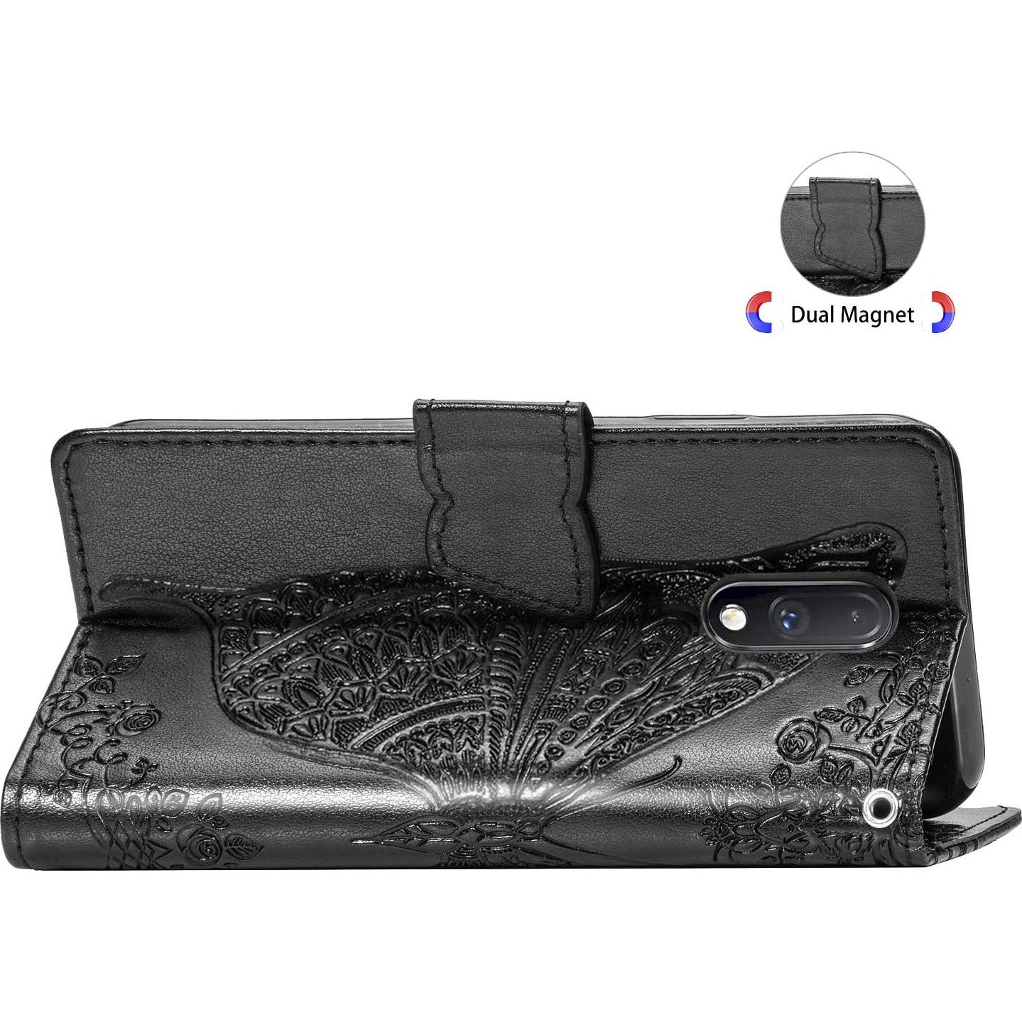 Funda de cuero PU para Cricket Icon 5 y AT&T Motivate 4 - Negro