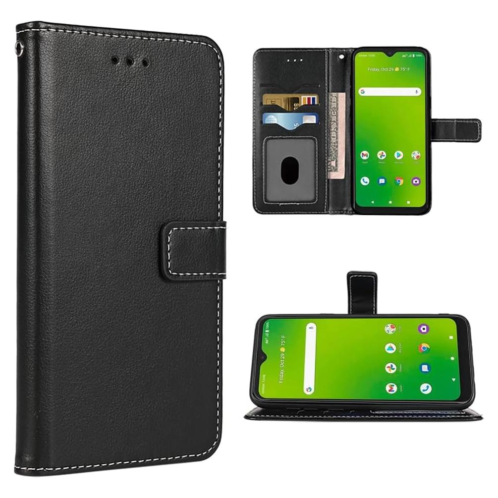 Funda de cuero para Cricket Icon 5 / AT&T Motivate 4 con billetera