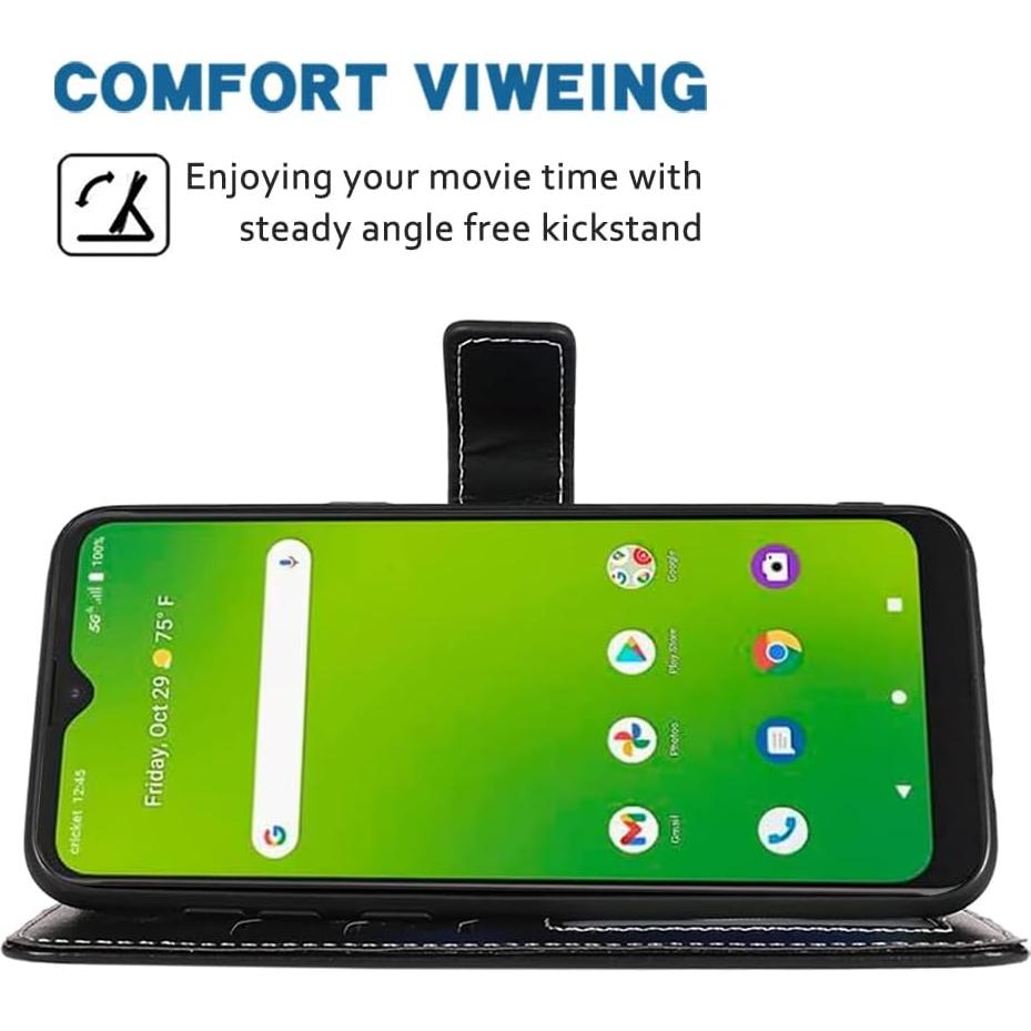 Funda de cuero para Cricket Icon 5 / AT&T Motivate 4 con billetera