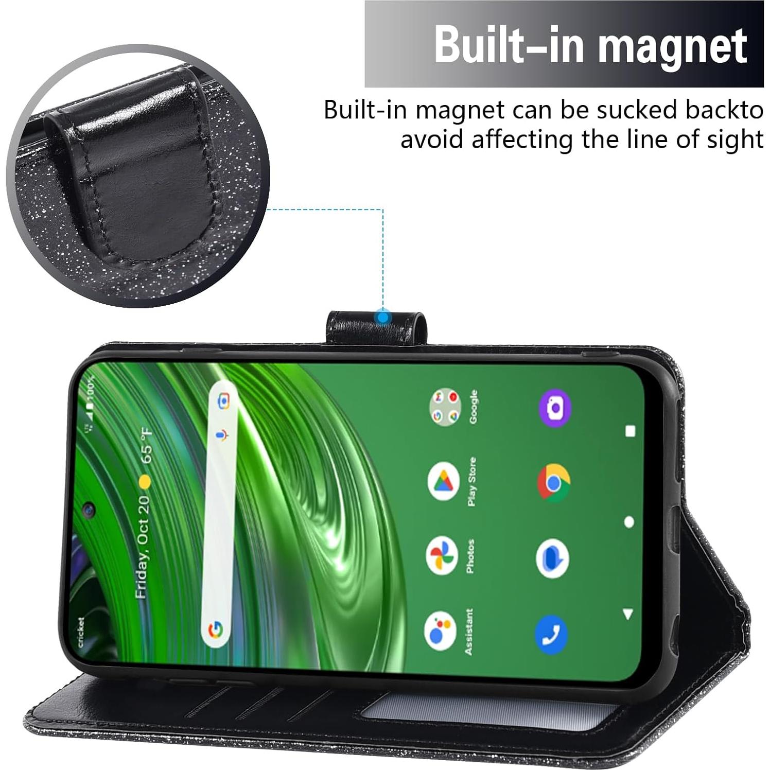 Funda Asuwish para Cricket Outlast U680AC con Protector y Soporte