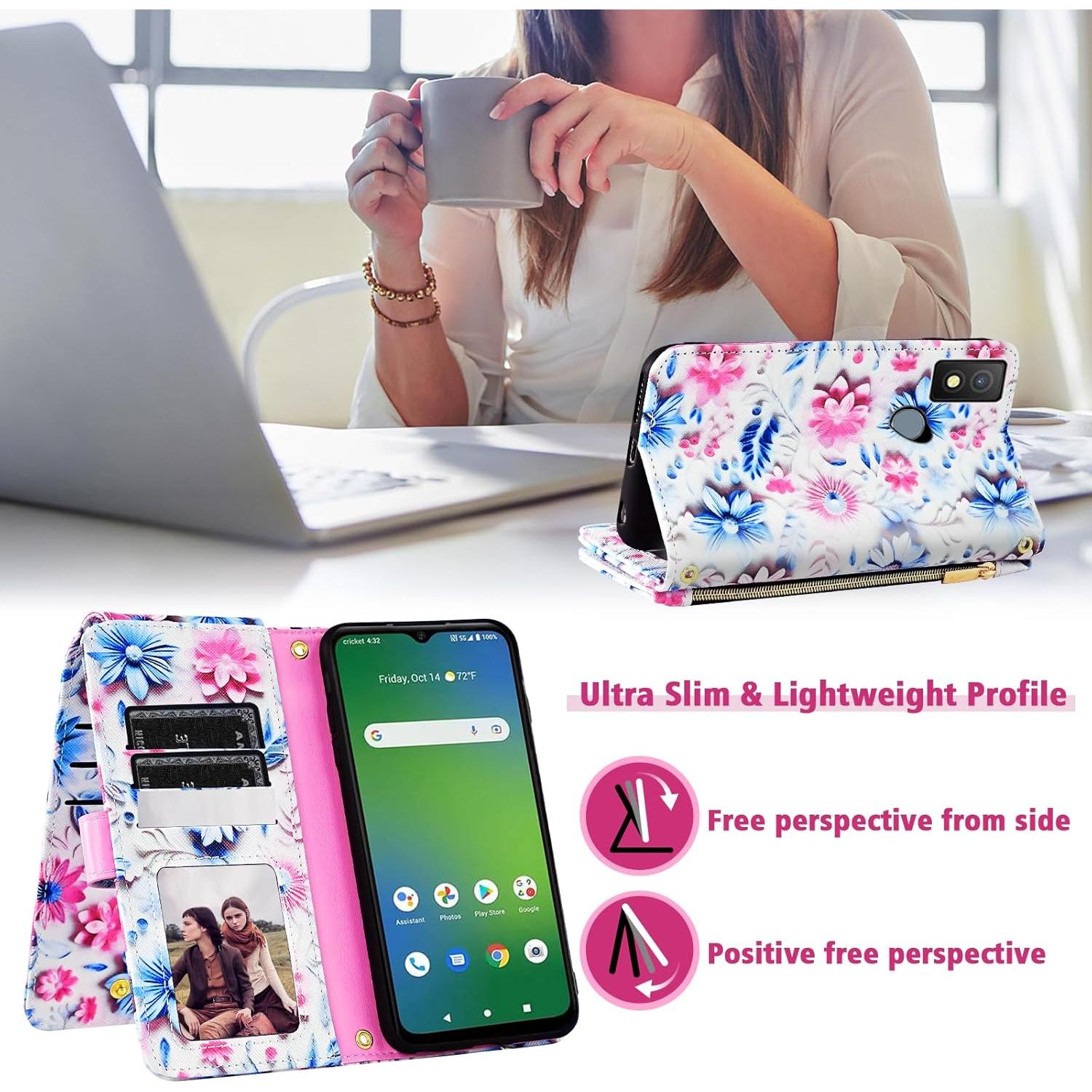 Funda Cartera Dswteny para Cricket Icon 4 Rosa con Soporte