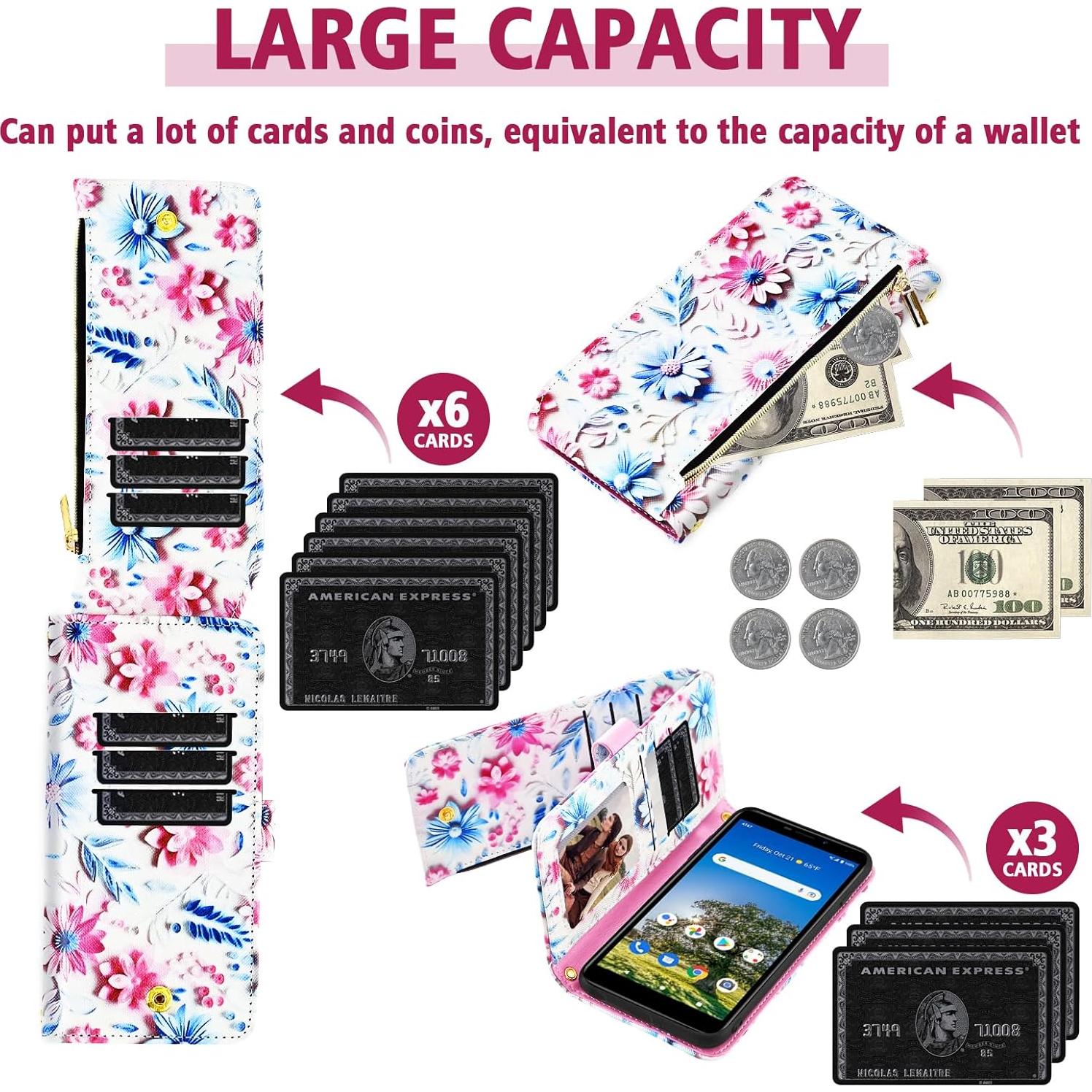 Funda Cartera Dswteny para Cricket Icon 4 Rosa con Soporte