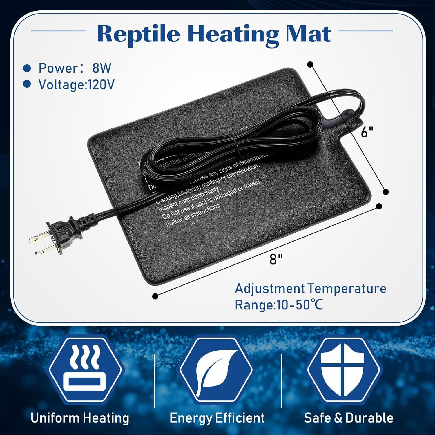 Almohadilla Térmica para Reptiles ROCEEI 4 Pcs 15x20 cm 8W