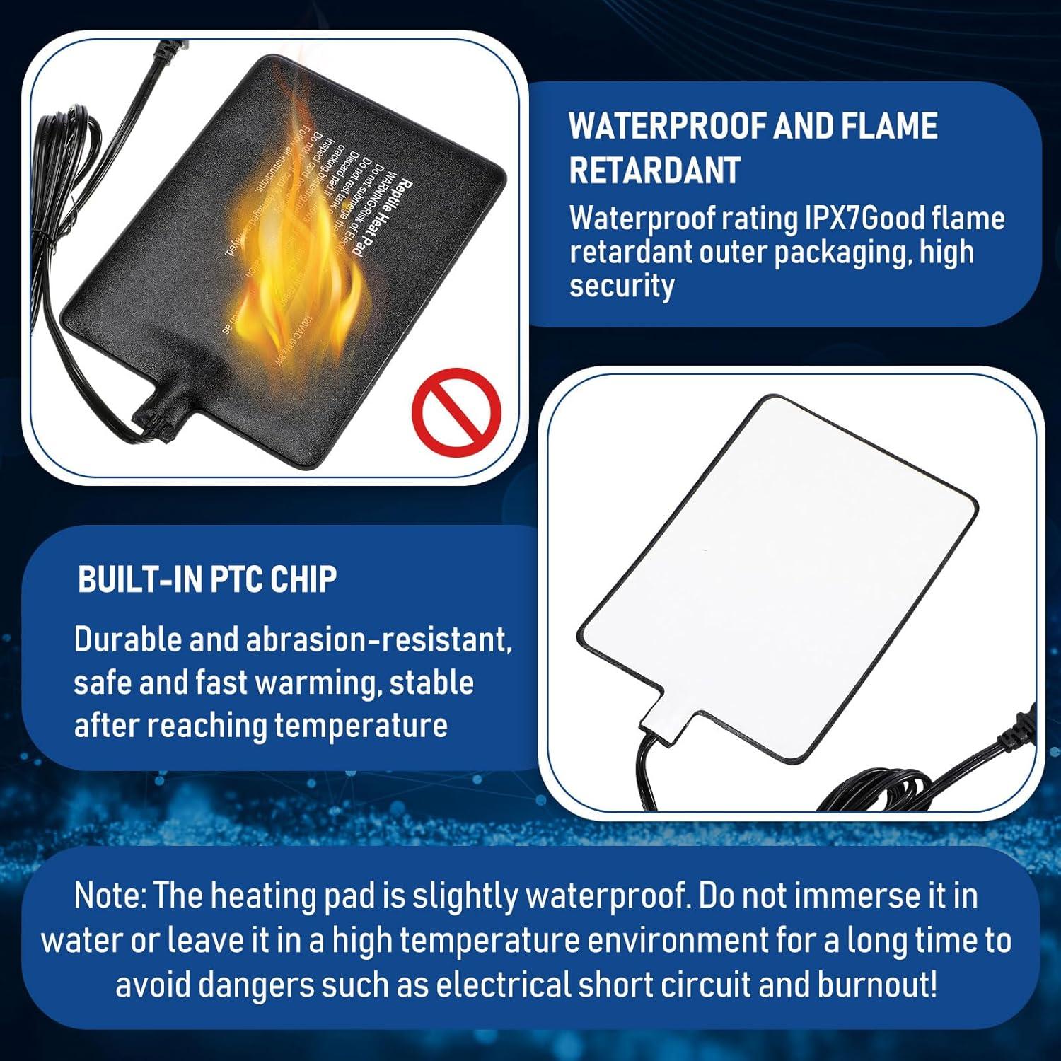 Almohadilla Térmica para Reptiles ROCEEI 4 Pcs 15x20 cm 8W