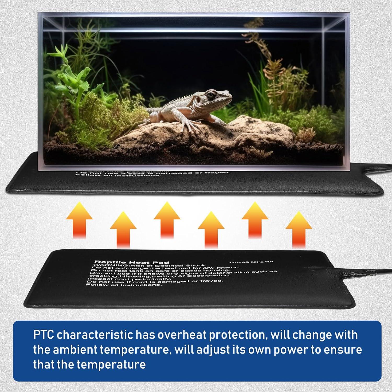 Almohadilla Térmica para Reptiles ROCEEI 4 Pcs 15x20 cm 8W