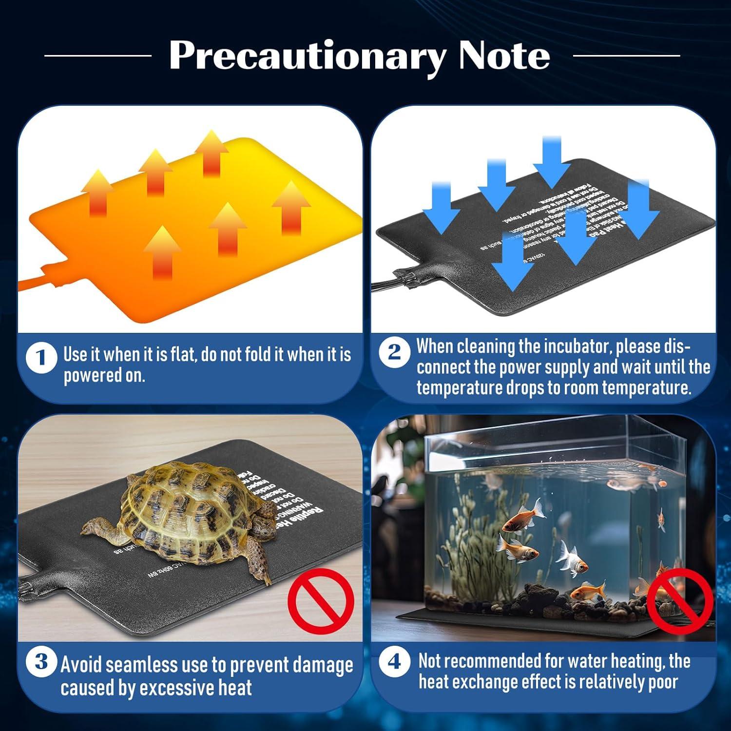 Almohadilla Térmica para Reptiles ROCEEI 4 Pcs 15x20 cm 8W