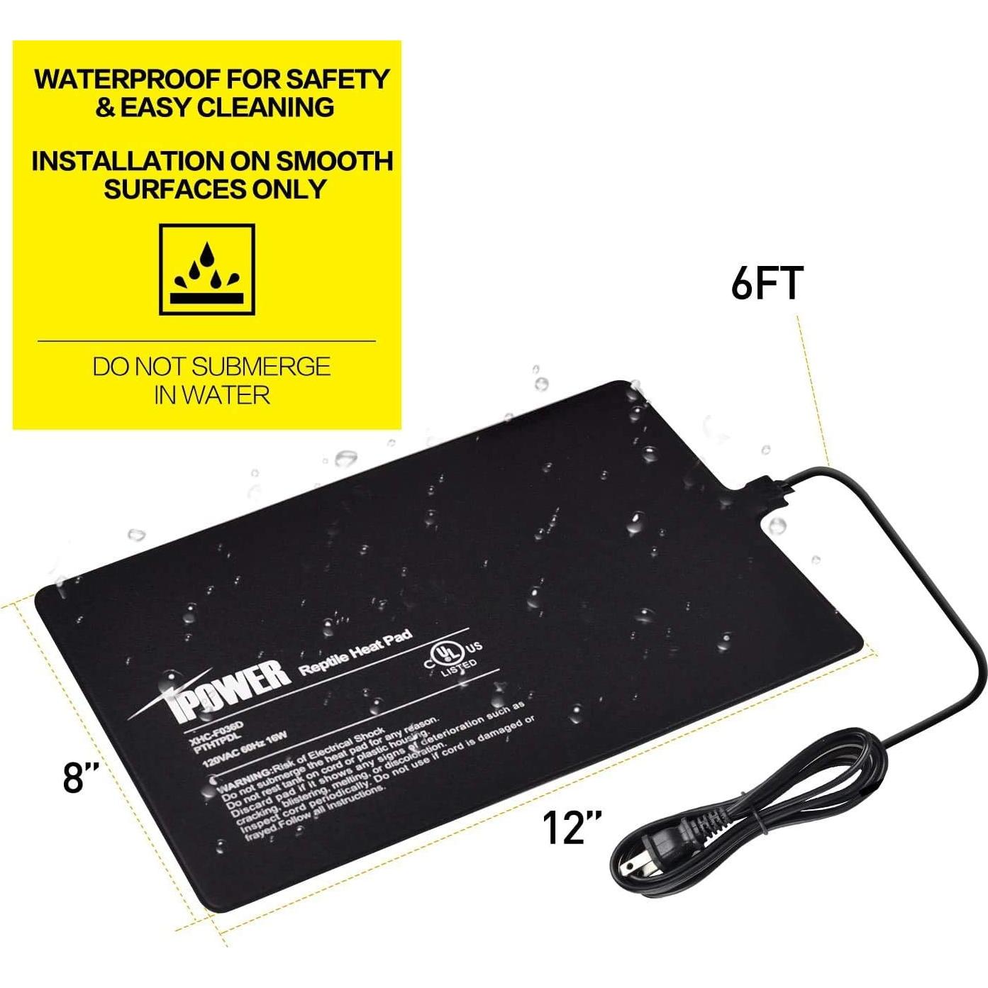 Almohadilla Térmica para Reptiles iPower 20x30cm + Termómetro