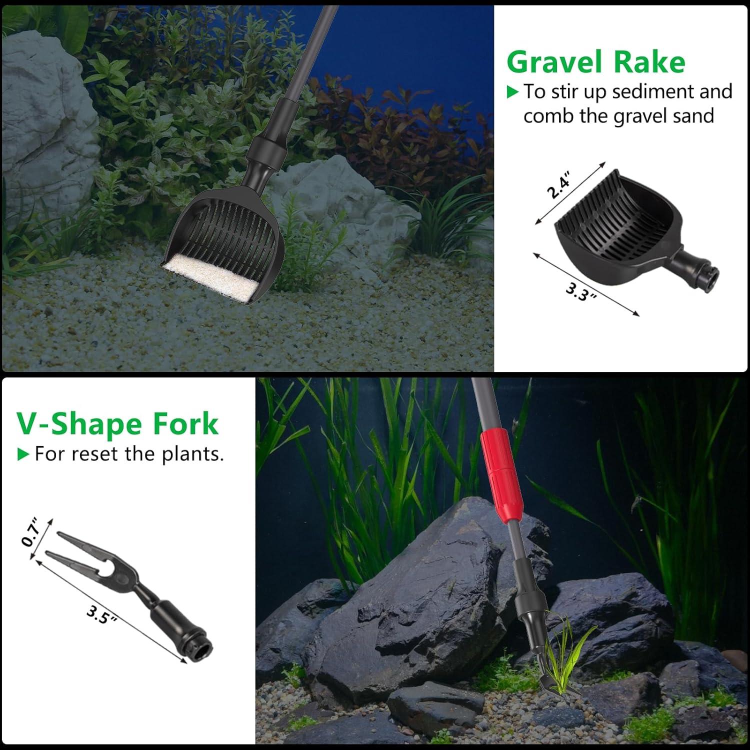 Kit de limpieza de acuario 6 en 1 SYSENCIAGA con mango ajustable